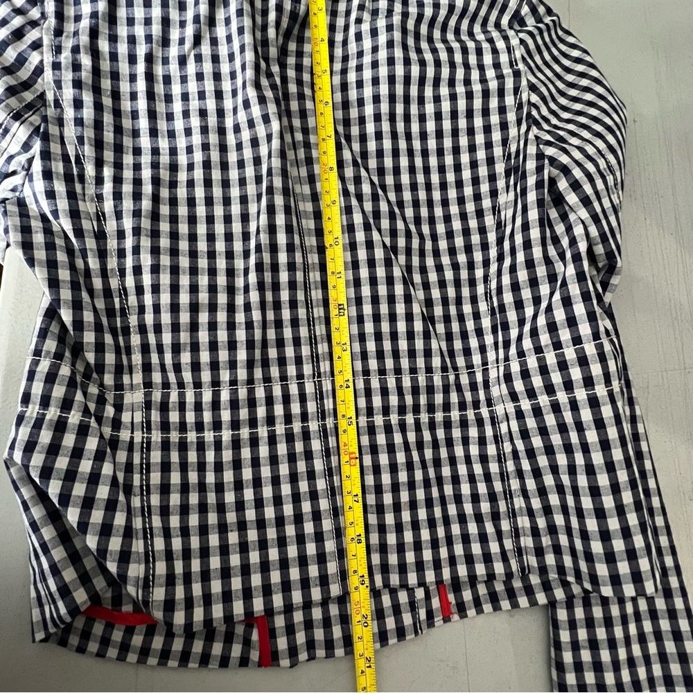 J. CREW Womens MOTORCYCLE JACKET Blue White Gingham SIZE 4 Zipper Front NWT - Picture 7 of 9